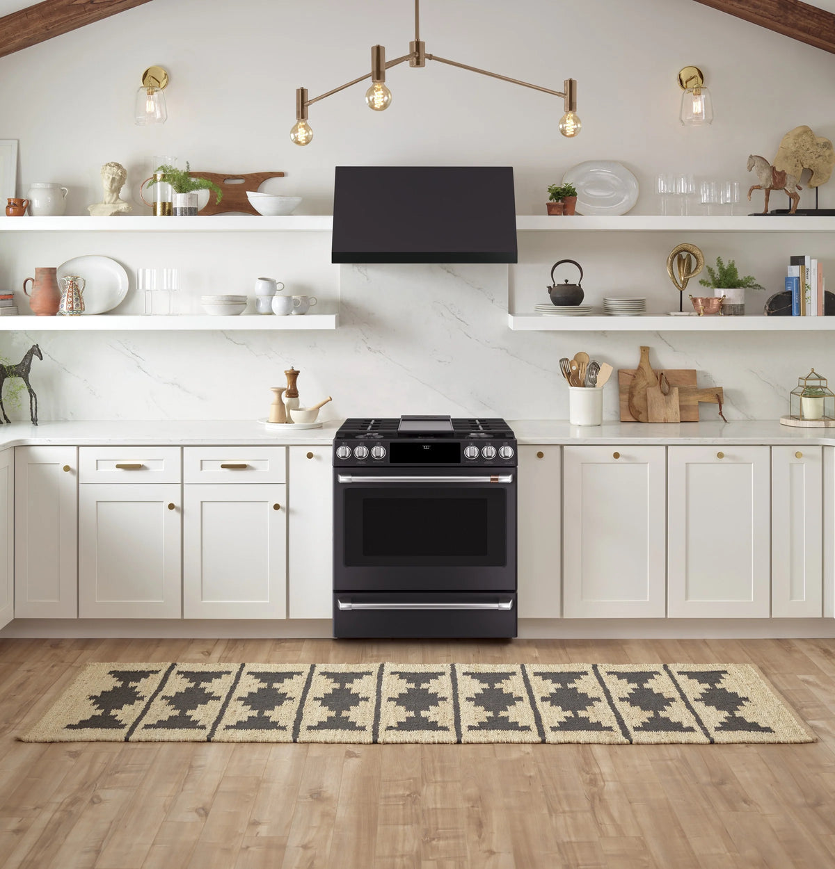 Cafe CGS700P3MD1 Café 30" Smart Slide-in, Front-control, Gas Range With Convection Oven Matte Black