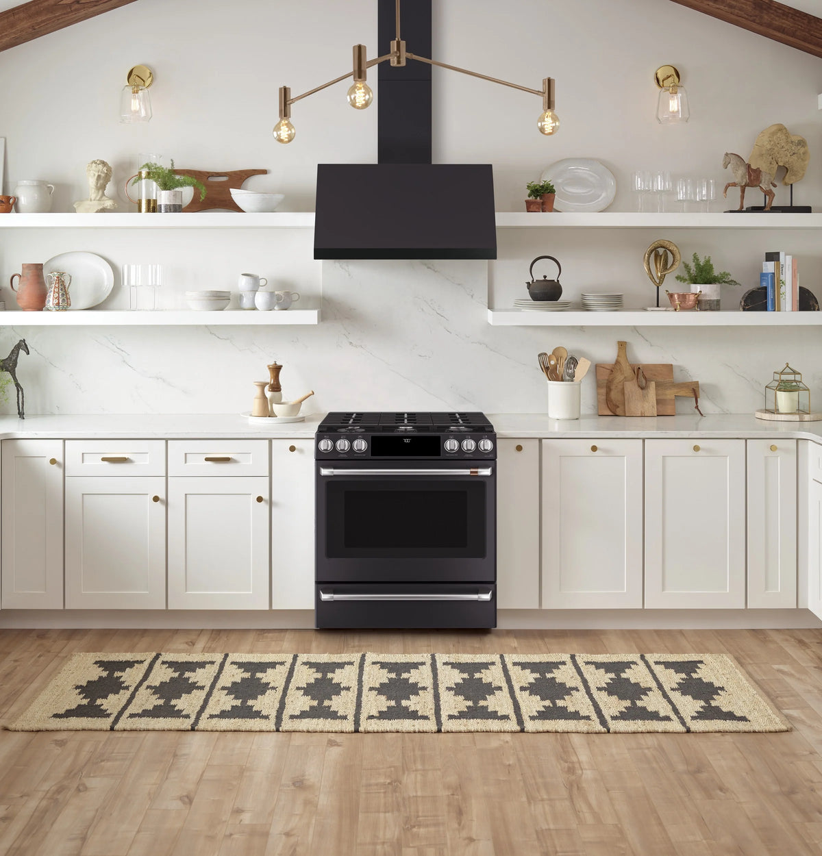 Cafe CGS700P3MD1 Café 30" Smart Slide-in, Front-control, Gas Range With Convection Oven Matte Black