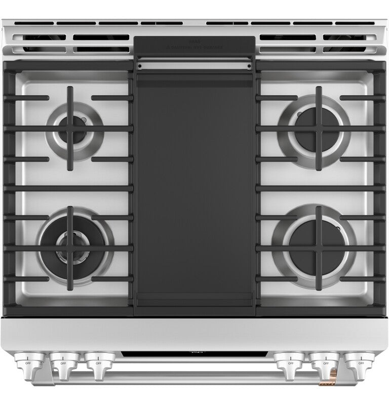 Cafe CGS750P2MS1 Café 30" Smart Slide-in, Front-control, Gas Double-oven Range With Convection Stainless Steel