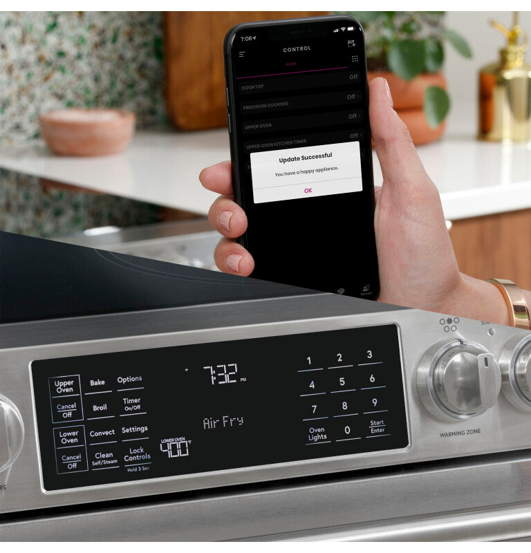 Cafe CGS750P2MS1 Café 30" Smart Slide-in, Front-control, Gas Double-oven Range With Convection Stainless Steel