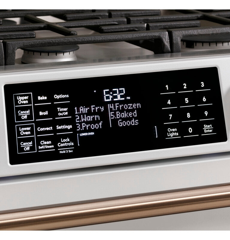 Cafe CGS750P2MS1 Café 30" Smart Slide-in, Front-control, Gas Double-oven Range With Convection Stainless Steel
