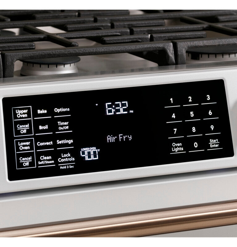 Cafe CGS750P2MS1 Café 30" Smart Slide-in, Front-control, Gas Double-oven Range With Convection Stainless Steel