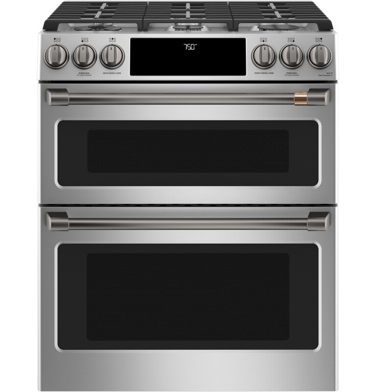 Cafe CGS750P2MS1 Café 30" Smart Slide-in, Front-control, Gas Double-oven Range With Convection Stainless Steel