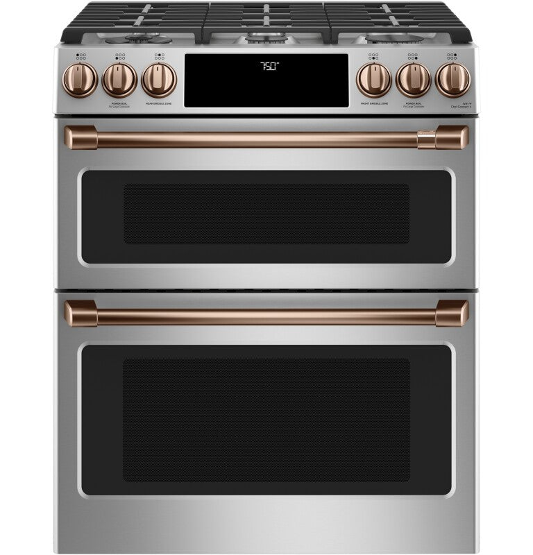 Cafe CGS750P2MS1 Café 30" Smart Slide-in, Front-control, Gas Double-oven Range With Convection Stainless Steel