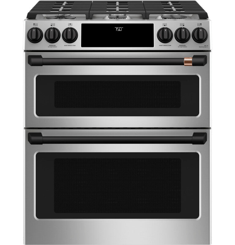 Cafe CGS750P2MS1 Café 30" Smart Slide-in, Front-control, Gas Double-oven Range With Convection Stainless Steel