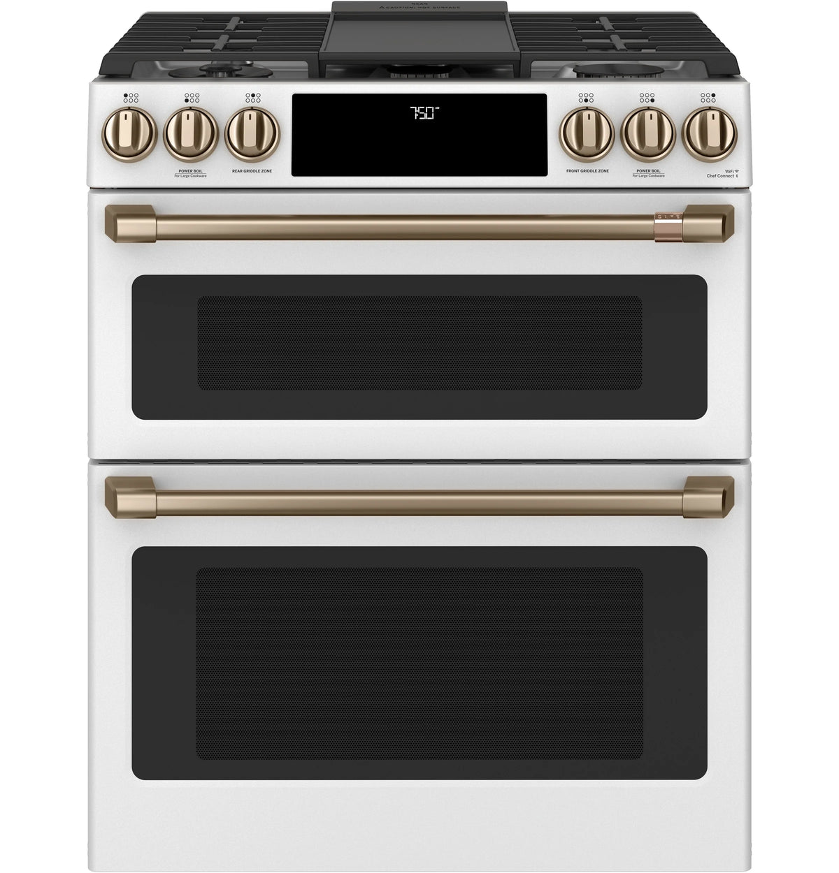 Cafe CGS750P4MW2 Café 30" Smart Slide-in, Front-control, Gas Double-oven Range With Convection Matte White