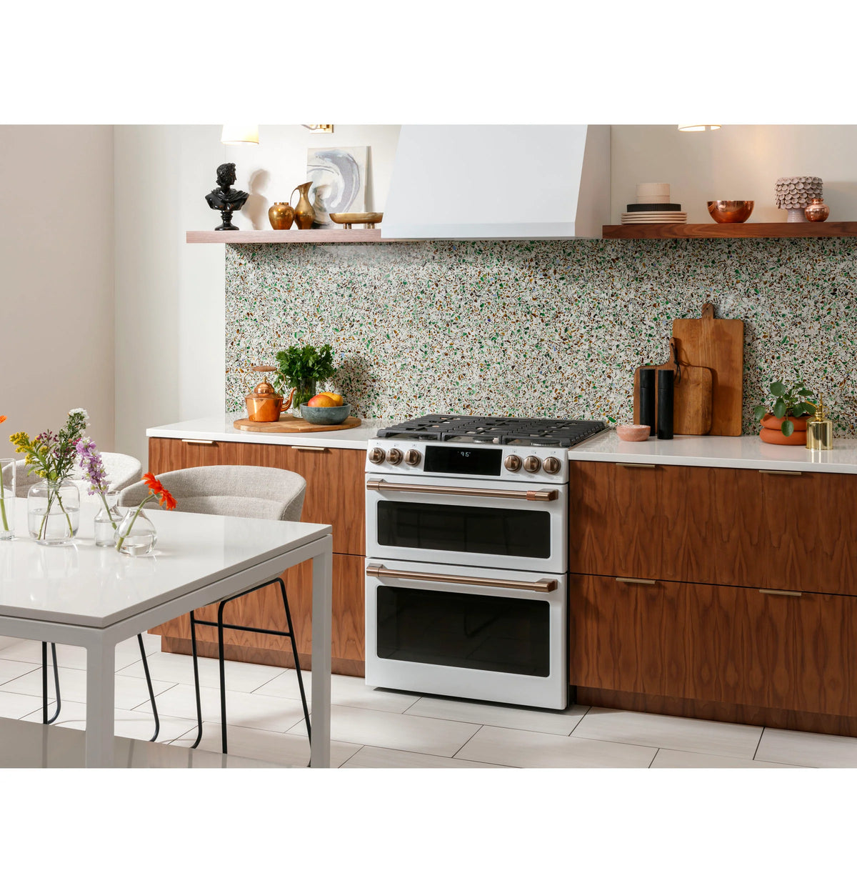 Cafe CGS750P4MW2 Café 30" Smart Slide-in, Front-control, Gas Double-oven Range With Convection Matte White