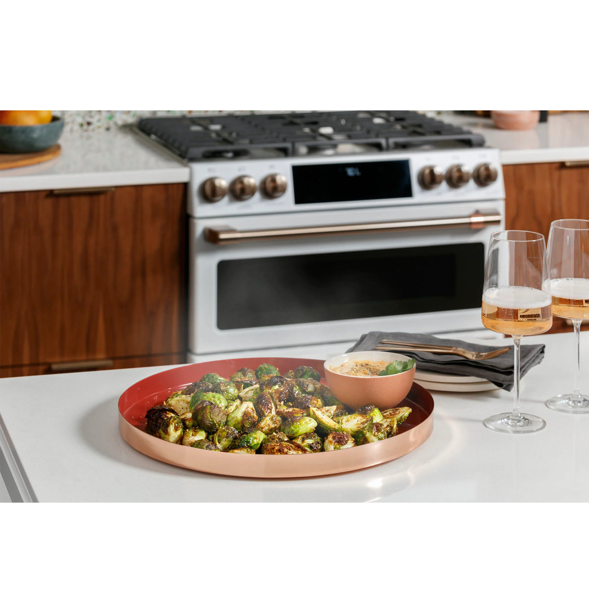 Cafe CGS750P4MW2 Café 30" Smart Slide-in, Front-control, Gas Double-oven Range With Convection Matte White