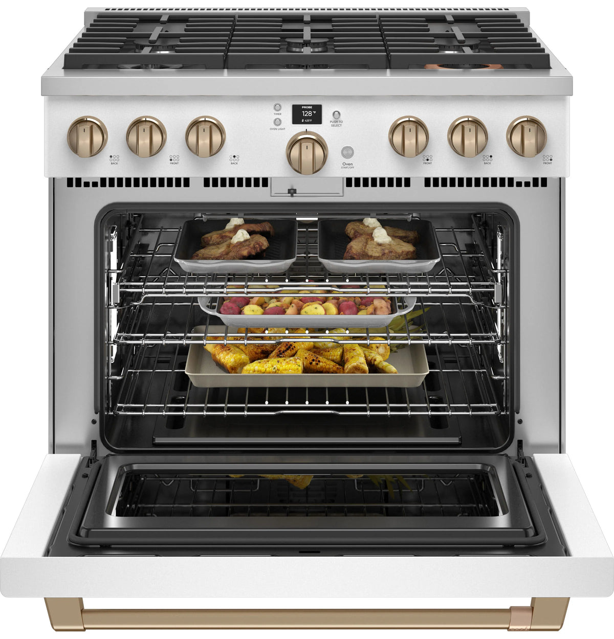 Cafe CGY366P4TW2 Café 36" Smart All-gas Commercial-style Range With 6 Burners (natural Gas) Matte White