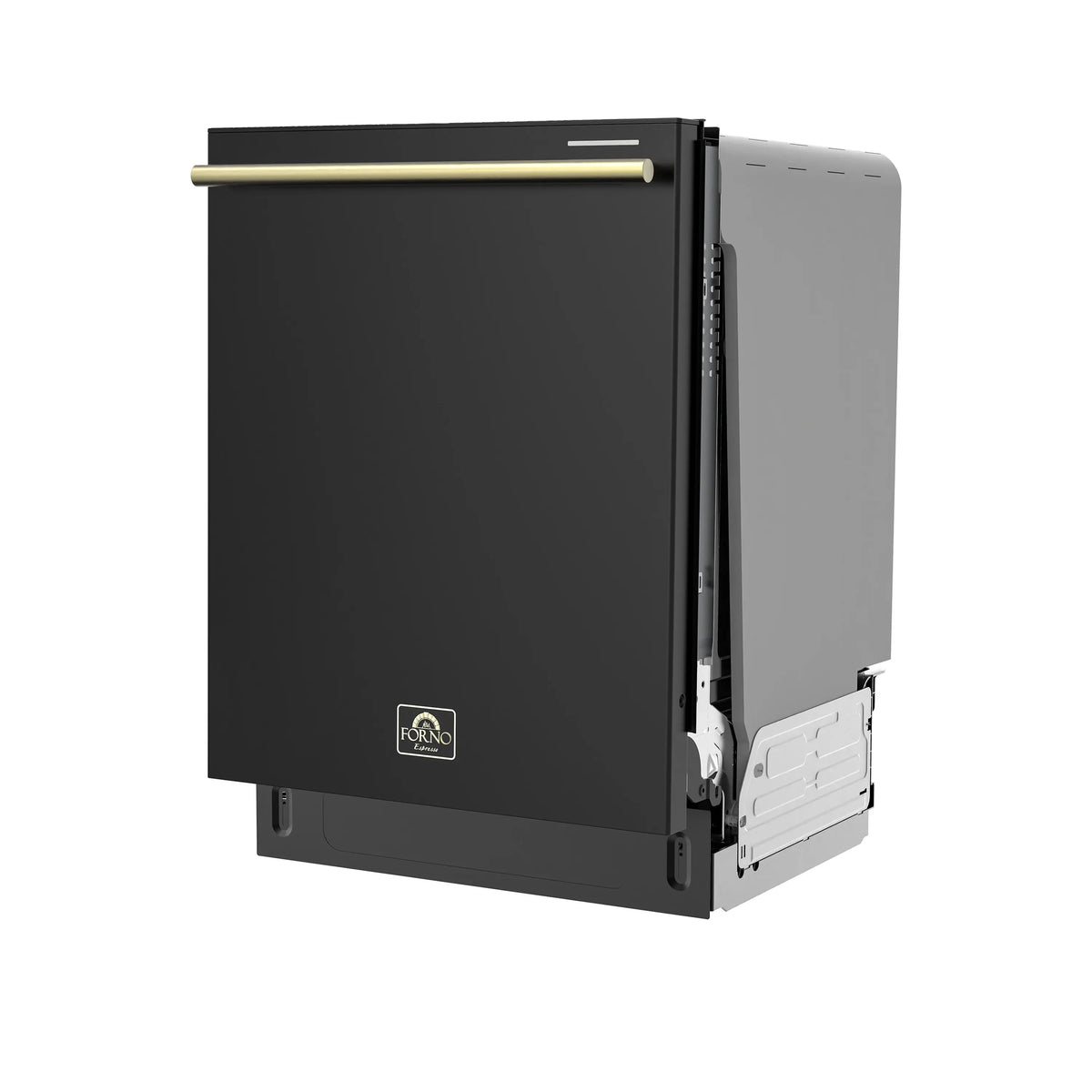 Forno Stella 24-Inch Built-in Dishwasher in Black with Antique Brass Handle, Tall Tub, Top Touch Control, Quiet 44 dBA, Soil-Sensing Capable, NSF & ENERGY STAR (FDWBI8010-24BLK)