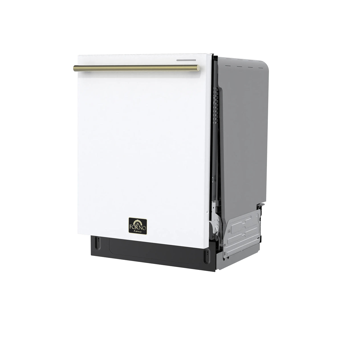 Forno Stella 24-Inch Built-in Dishwasher in White with Antique Brass Handle, Tall Tub, Top Touch Control, Quiet 44 dBA, Soil-Sensing Capable, NSF & ENERGY STAR (FDWBI8010-24WHT)