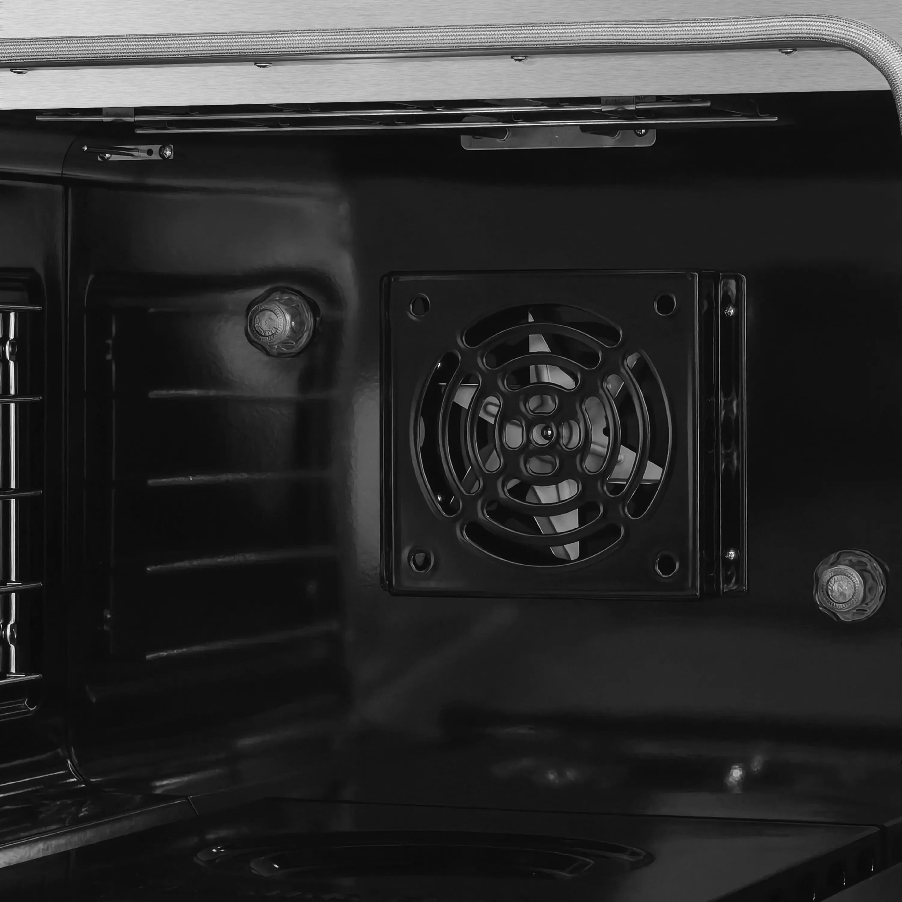 FORNO Valente 48-Inch Dual Fuel Range in Black  with Antique Brass Handle and Decorative Copper Trim, 6.7 Cu. Ft. Double Oven, 8 Sealed Burners, 94,000 BTU (FFSGS6199-48CPBLK)