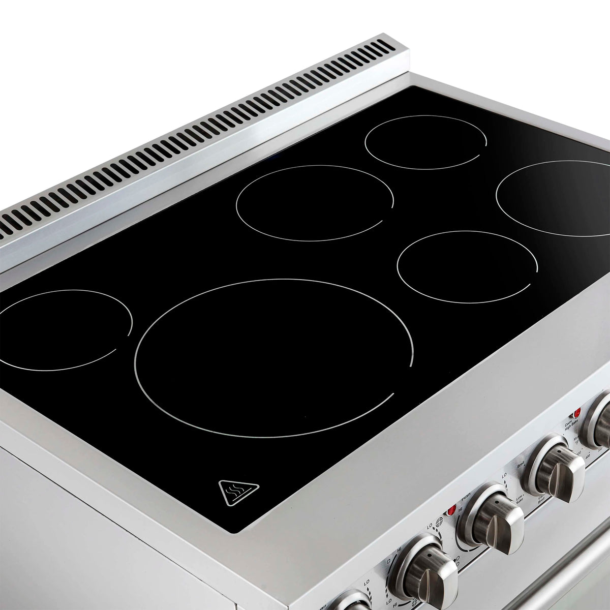 Forno 5-Piece Appliance Package - 36-Inch Electric Range, Wall Mount Range Hood, 60-Inch Refrigerator, Dishwasher, and 24-Inch Microwave Oven in Stainless Steel