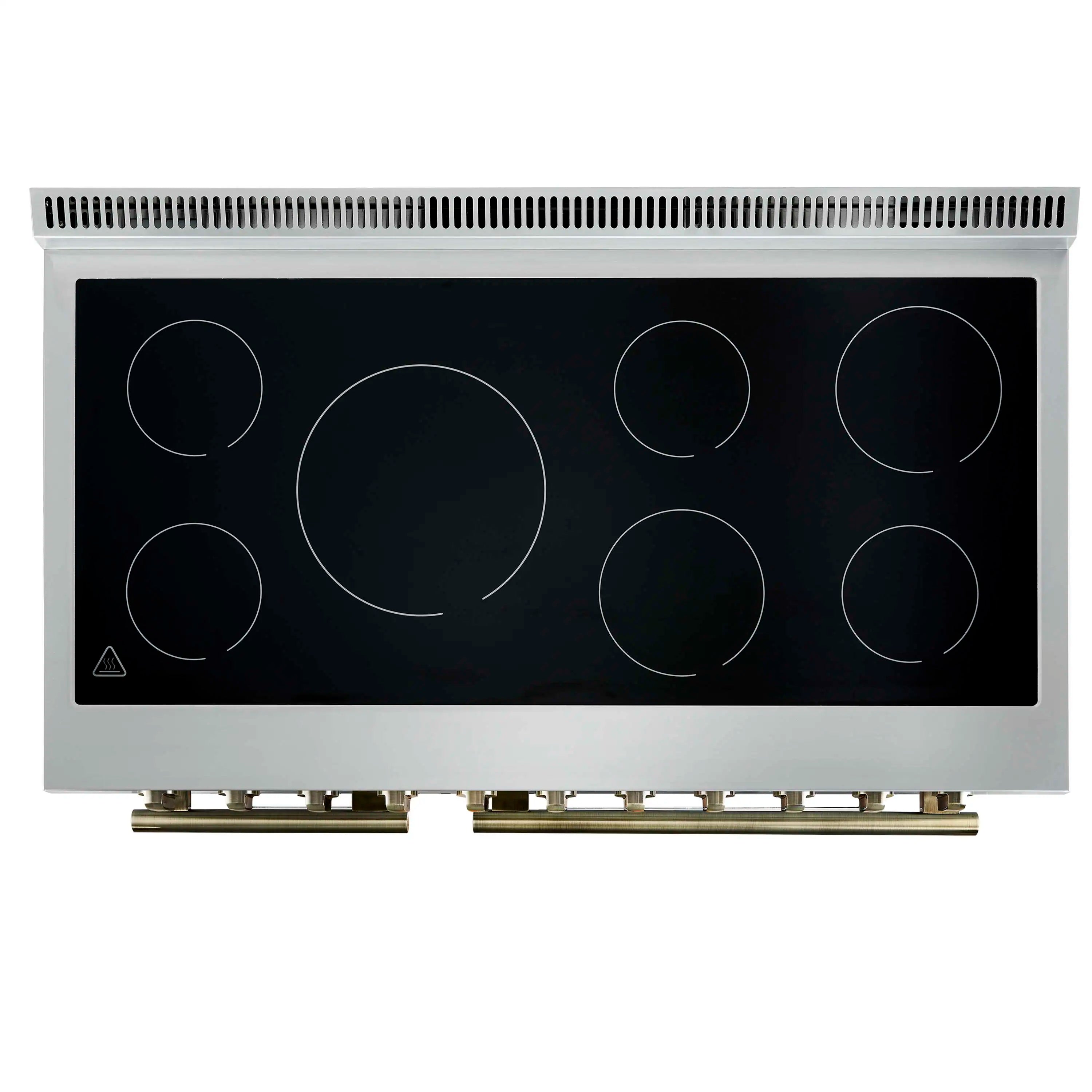 Forno Paolo 48-Inch Freestanding Electric Range with 6.7 Cu.Ft True Convection Oven in White with Antique Brass Handle  (FFSEL6011-48WHT)