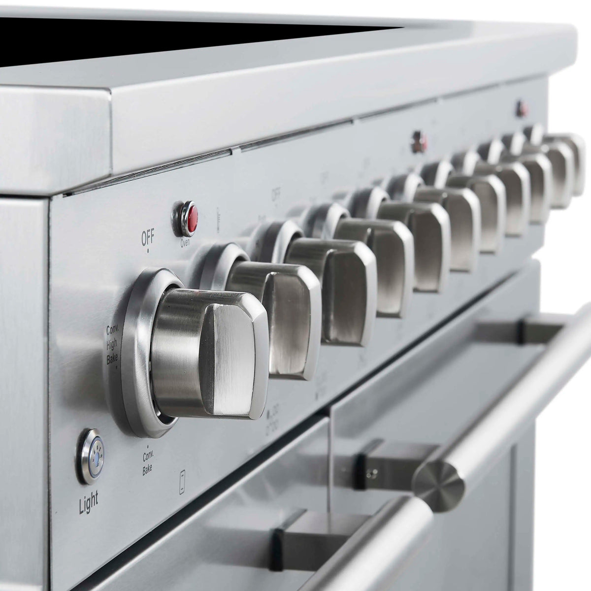 Forno 5-Piece Appliance Package - 48-Inch Electric Range, Wall Mount Range Hood, 36-Inch Refrigerator, Dishwasher, and 30-Inch Microwave Oven in Stainless Steel