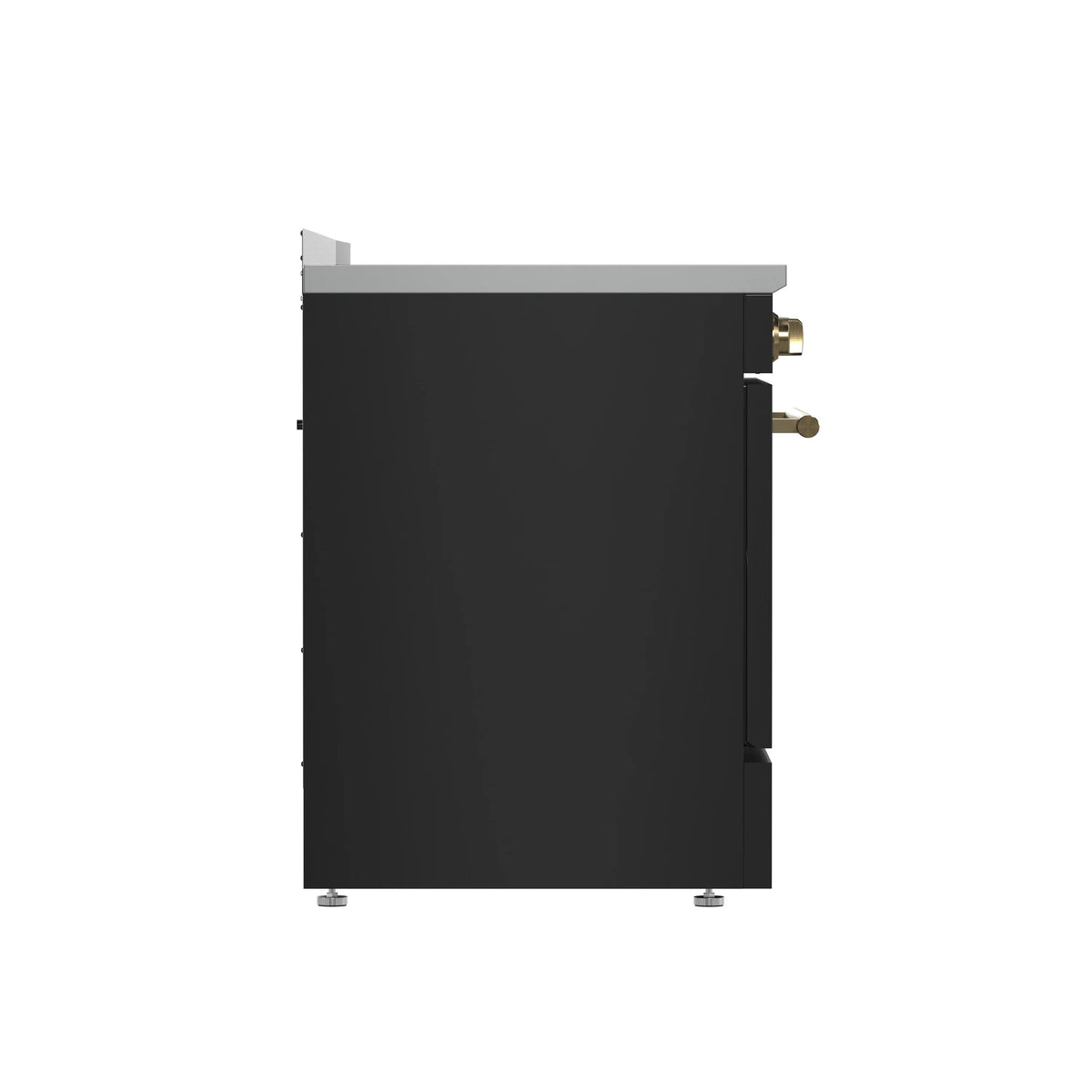 Forno 3-Piece Appliance Package - 30-Inch Electric Range, Wall Mount Range Hood, and 36-Inch Refrigerator in Black with Antique Brass Trim