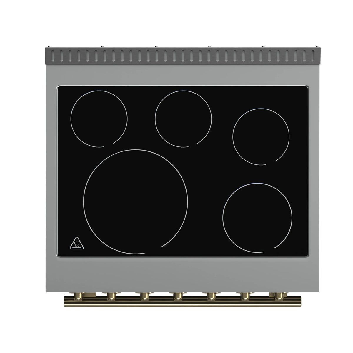 Forno 5-Piece Appliance Package - 30-Inch Electric Range, Wall Mount Range Hood, 36-Inch Refrigerator, Dishwasher, and 24-Inch Microwave Drawer in Black with Antique Brass Trim