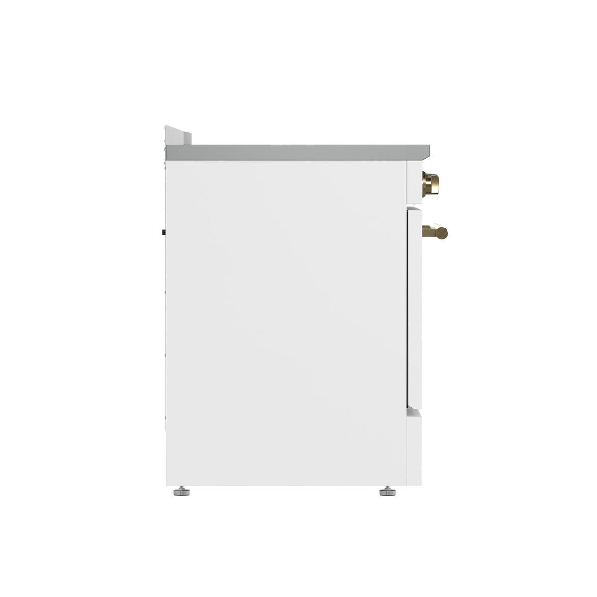 Forno 5-Piece Appliance Package - 30-Inch Electric Range, Wall Mount Range Hood, 60-Inch Refrigerator, Dishwasher, and 30-Inch Microwave Drawer in White with Antique Brass Trim
