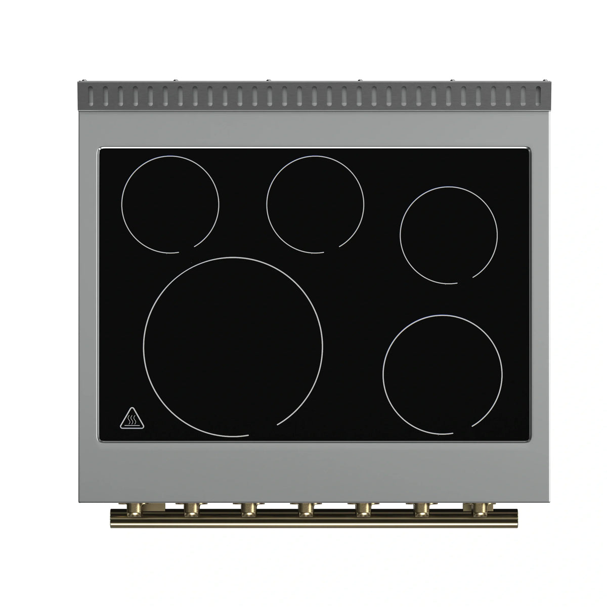 Forno 5-Piece Appliance Package - 30-Inch Electric Range, Wall Mount Range Hood, 60-Inch Refrigerator, Dishwasher, and 30-Inch Microwave Drawer in White with Antique Brass Trim