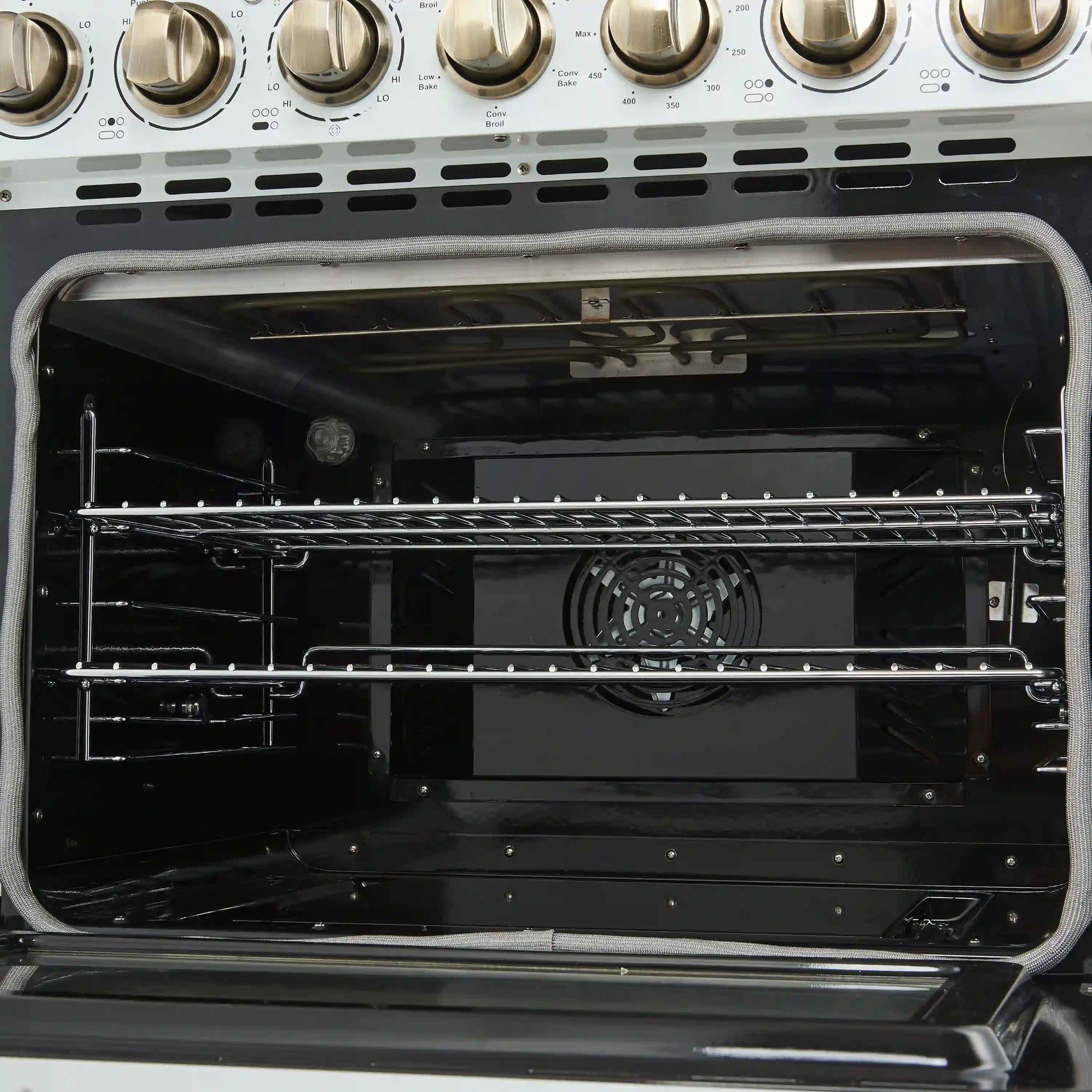 Forno Paolo 30-Inch Freestanding Electric Range in White with Antique Brass Handle (FFSEL6011-30WHT)