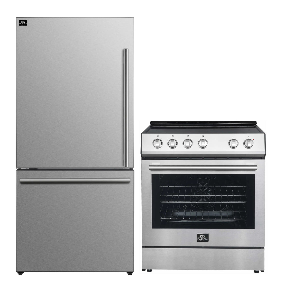 Forno 2-Piece Appliance Package - 30-Inch Electric Range and 31-Inch Refrigerator, Left Hinge in Stainless Steel (FBDL-003-04US)