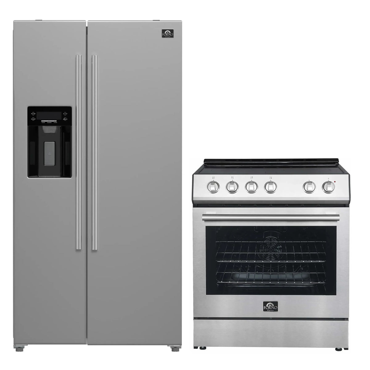 Forno 2-Piece Appliance Package - 30-Inch Electric Range and 36-Inch Side by Side Refrigerator with Water Dispenser in Stainless Steel (FBDL-003-06US)