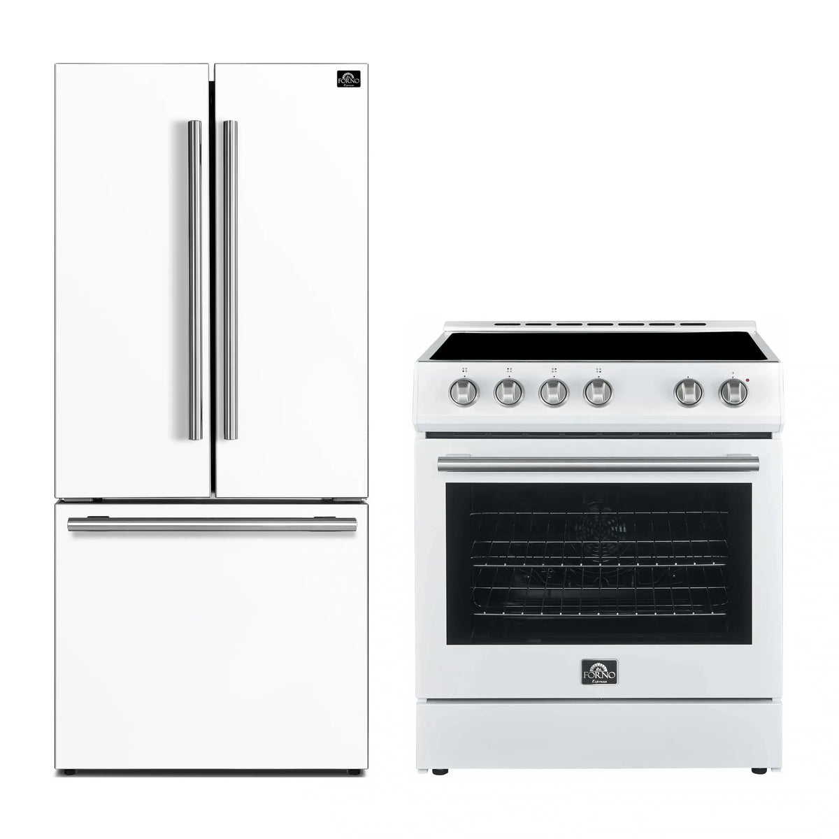 Forno 2-Piece Appliance Package - 30-Inch Electric Range and 30-Inch Refrigerator in White with Stainless Steel Trim (FBDL-003-11US)