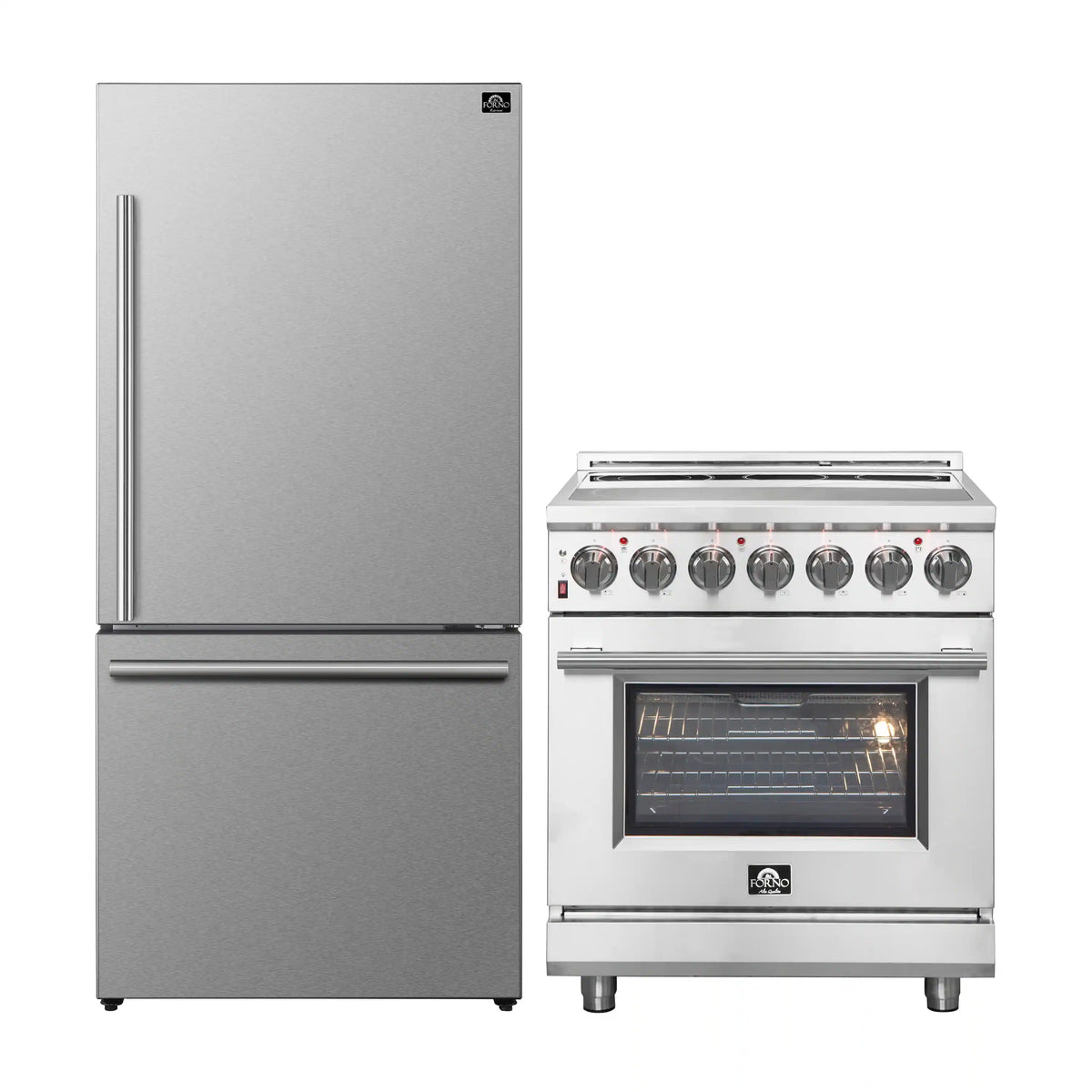 Forno 2-Piece Appliance Package - 30-Inch Electric Range and 31-Inch Refrigerator, Right Hinge in Stainless Steel (FBDL-013-01CAUS)