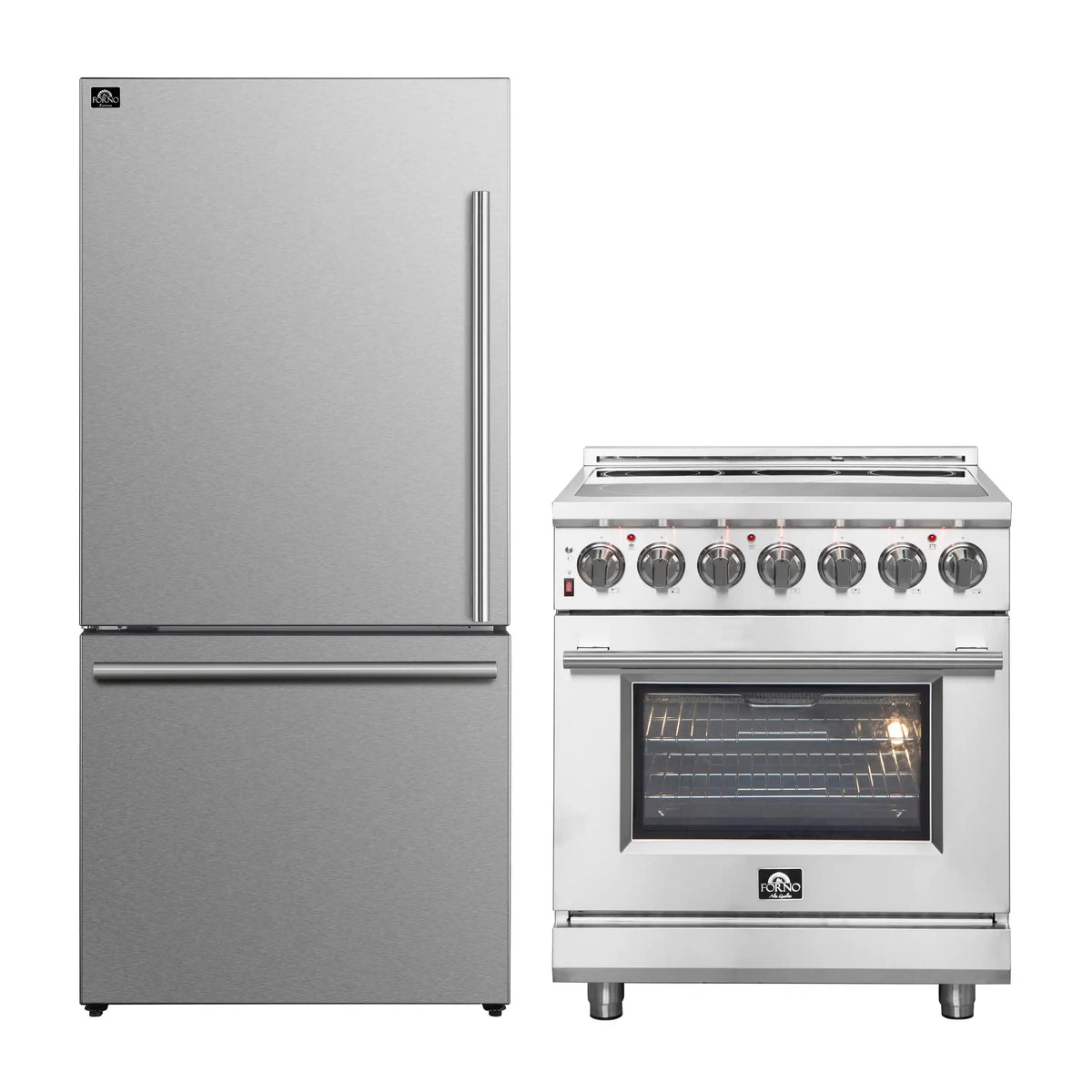 Forno 2-Piece Appliance Package - 30-Inch Electric Range and 31-Inch Refrigerator, Left Hinge in Stainless Steel (FBDL-013-02CAUS)