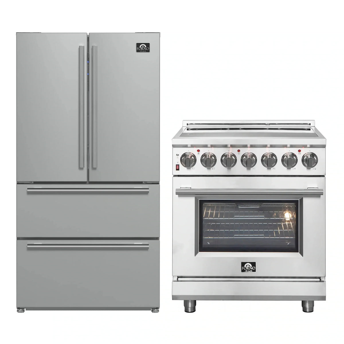 Forno 2-Piece Appliance Package - 30-Inch Electric Range and 36-Inch French Door Refrigerator in Stainless Steel (FBDL-013-03CAUS)