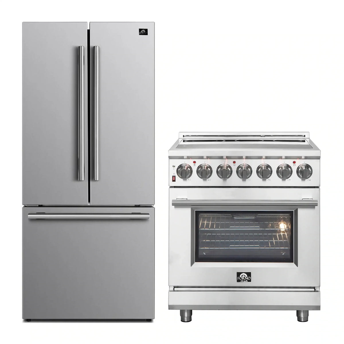 Forno 2-Piece Appliance Package - 30-Inch Electric Range and 30-Inch French Door Refrigerator in Stainless Steel (FBDL-013-05CAUS)