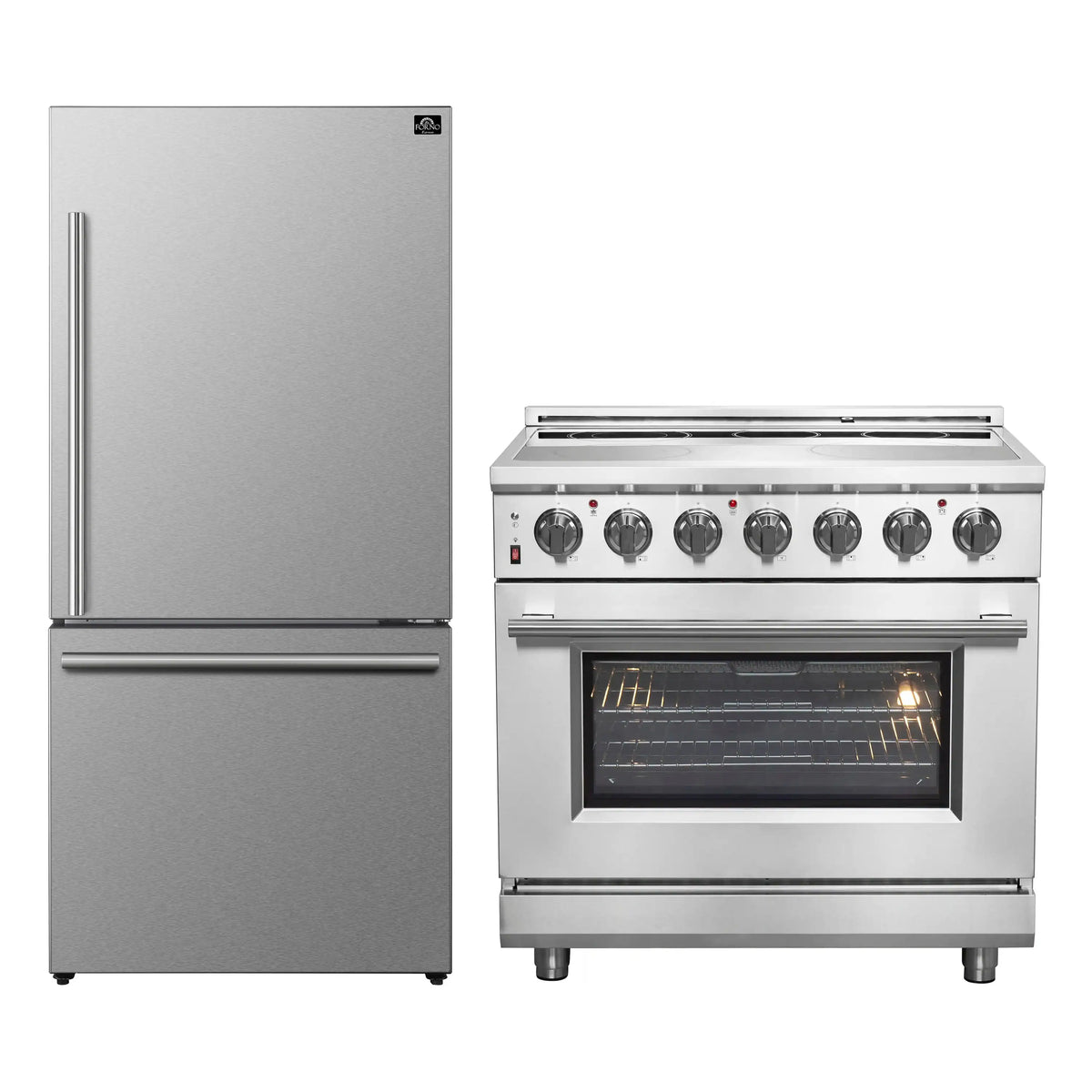 Forno 2-Piece Appliance Package - 36-Inch Electric Range and 31-Inch Refrigerator, Right Hinge in Stainless Steel (FBDL-013-06CAUS)
