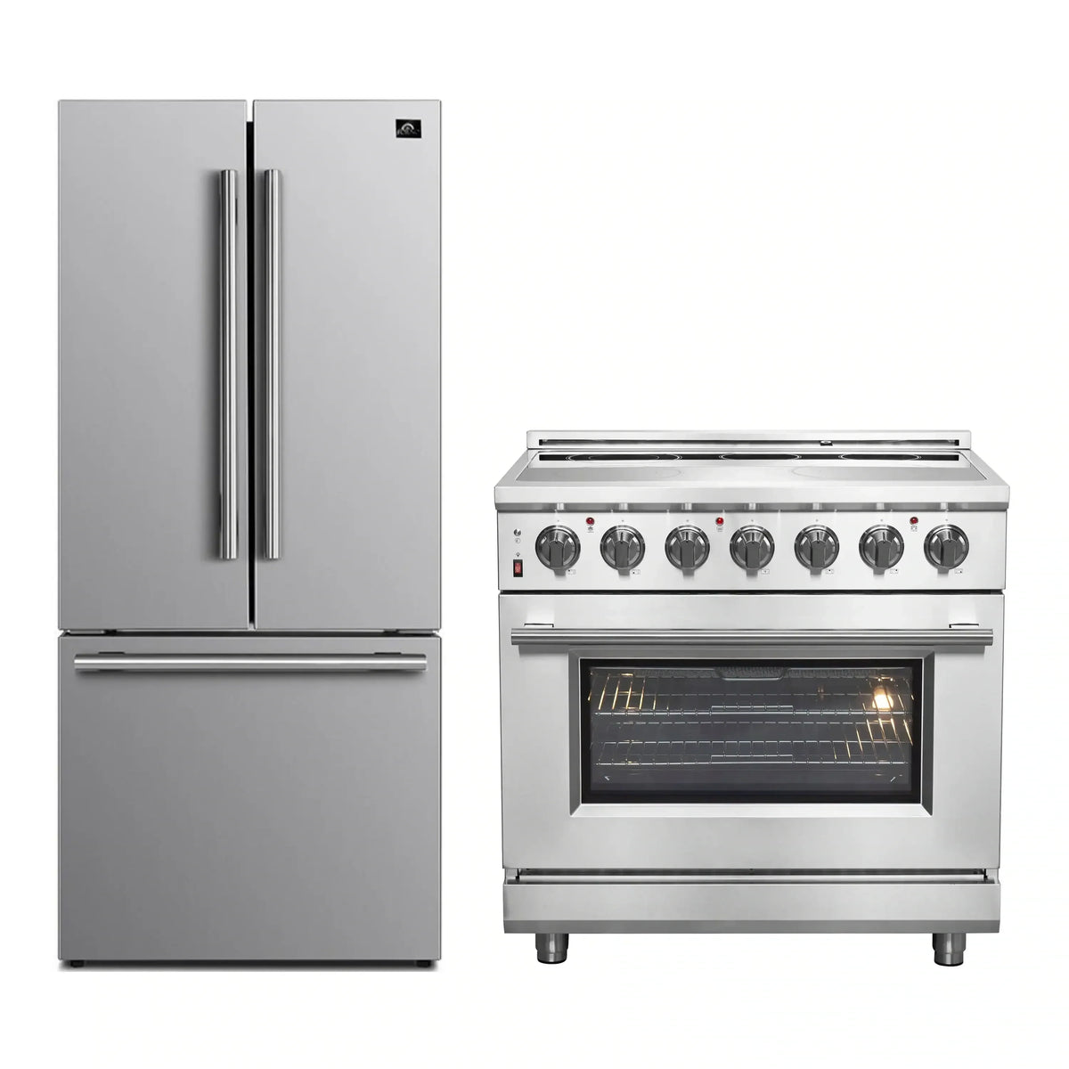 Forno 2-Piece Appliance Package - 36-Inch Electric Range and 30-Inch French Door Refrigerator in Stainless Steel (FBDL-013-10CAUS)