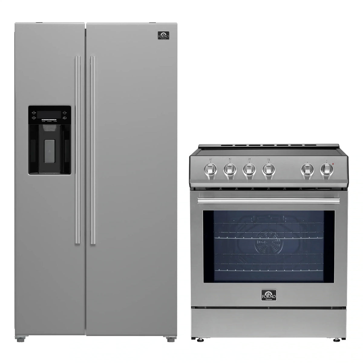 Forno 2-Piece Appliance Package - 30-Inch Induction Range and 36-Inch Side by Side Refrigerator with Water Dispenser in Stainless Steel (FBDL-014-04CAUS)