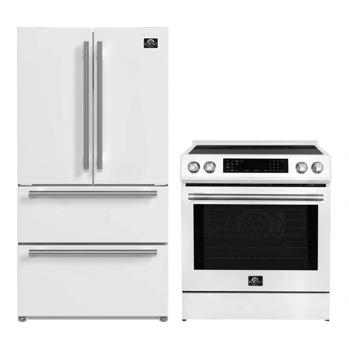 Forno 2-Piece Appliance Package - 30-Inch Induction Range and 36-Inch French Door Refrigerator in White with Stainless Steel Trim (FBDL-015-08CAUS)