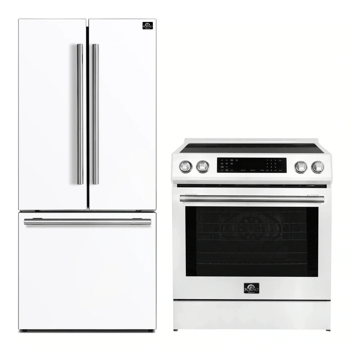 Forno 2-Piece Appliance Package - 30-Inch Induction Range and 30-Inch French Door Refrigerator in White with Stainless Steel Trim (FBDL-015-10CAUS)