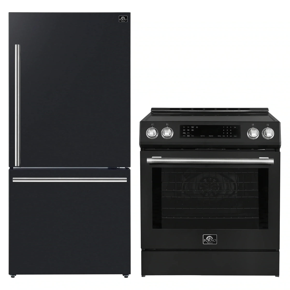 Forno 2-Piece Appliance Package - 30-Inch Induction Range and 31-Inch Refrigerator, Right Hinge in Black with Stainless Steel Trim (FBDL-015-11CAUS)