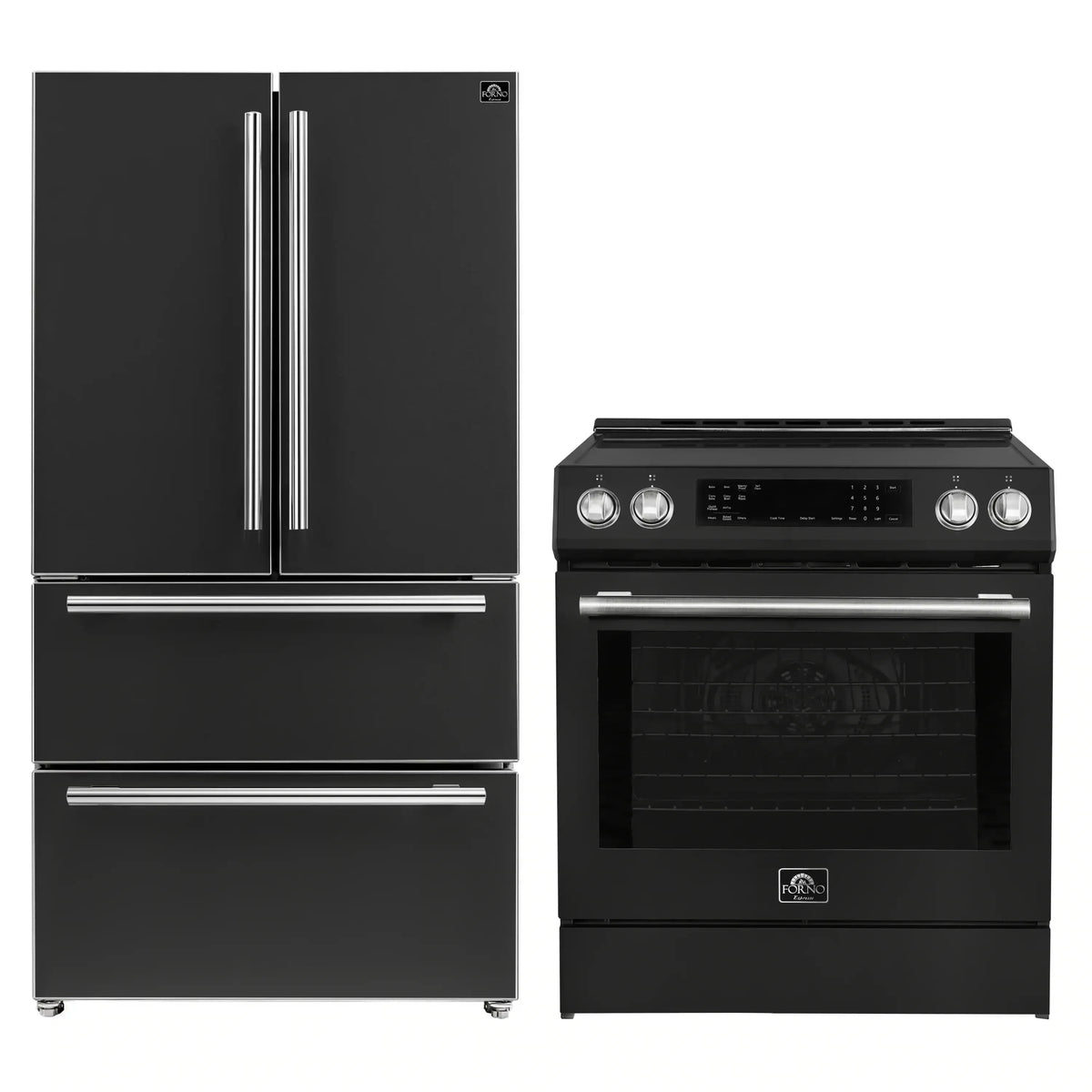 Forno 2-Piece Appliance Package - 30-Inch Induction Range and 36-Inch French Door Refrigerator in Black with Stainless Steel Trim (FBDL-015-13CAUS)
