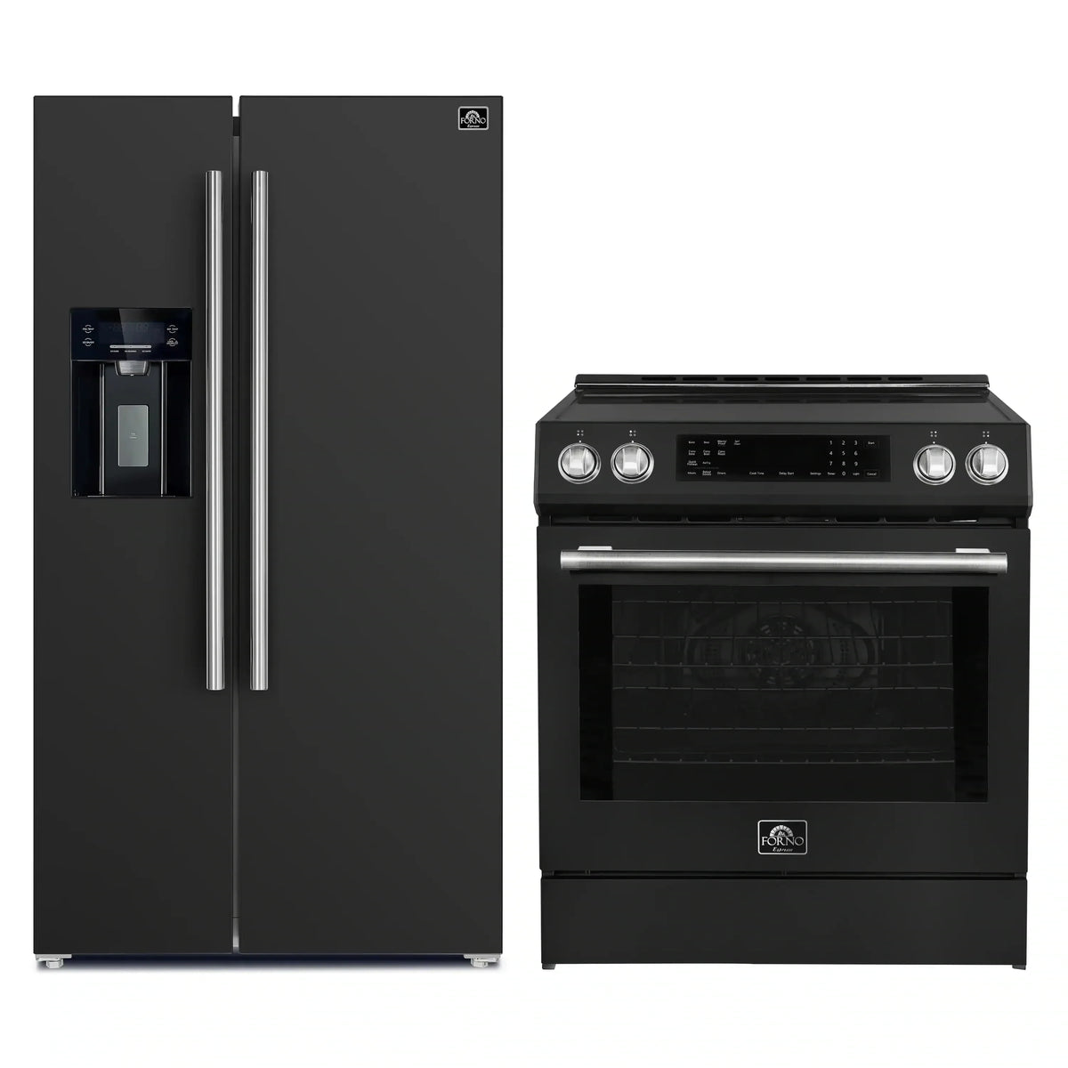 Forno 2-Piece Appliance Package - 30-Inch Induction Range and 36-Inch Side by Side Refrigerator with Water Dispenser in Black with Stainless Steel Trim (FBDL-015-14CAUS)