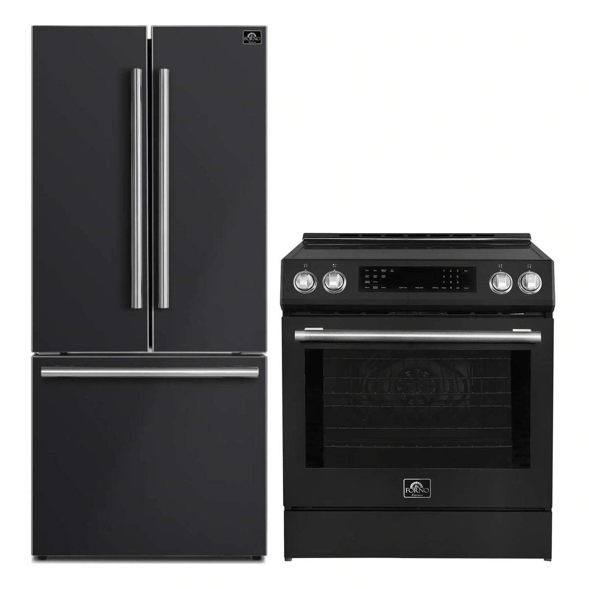 Forno 2-Piece Appliance Package - 30-Inch Induction Range and 30-Inch French Door Refrigerator in Black with Stainless Steel Trim (FBDL-015-15CAUS)