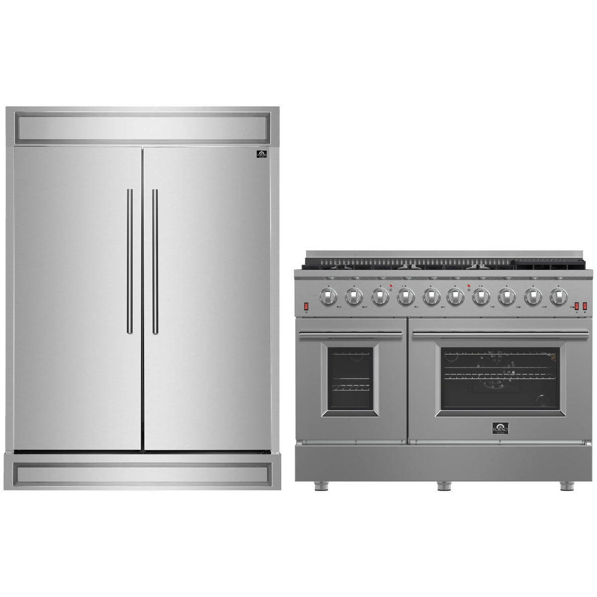 Forno 2-Piece Appliance Package - 48-Inch Gas Range and 60-Inch Built-In Refrigerator in Stainless Steel (FBDL-018-03CAUS)