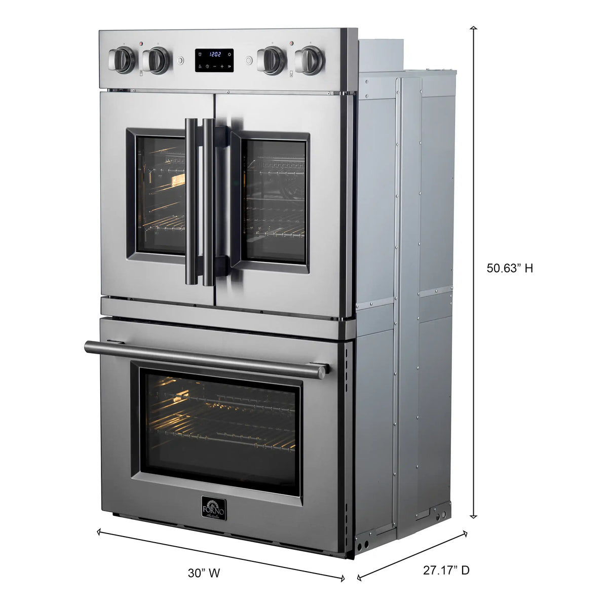 Forno 2-Piece Appliance Package - 30-Inch Asti French Door Double Electric Wall Oven & 30-Inch Microwave Oven in Stainless Steel