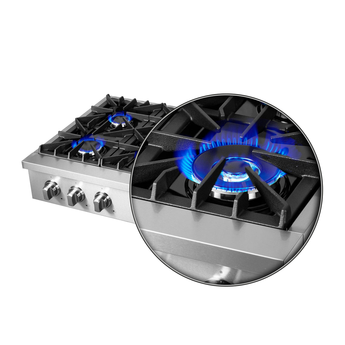 Forno 3-Piece Appliance Package - 36-Inch Lseo Gas Rangetop, Wall Oven & Microwave Oven in Stainless Steel