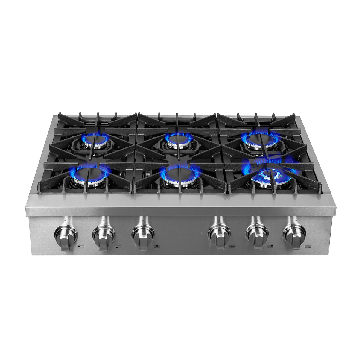 Forno 3-Piece Appliance Package - 36-Inch Lseo Gas Rangetop, Double Wall Oven & Microwave Oven in Stainless Steel
