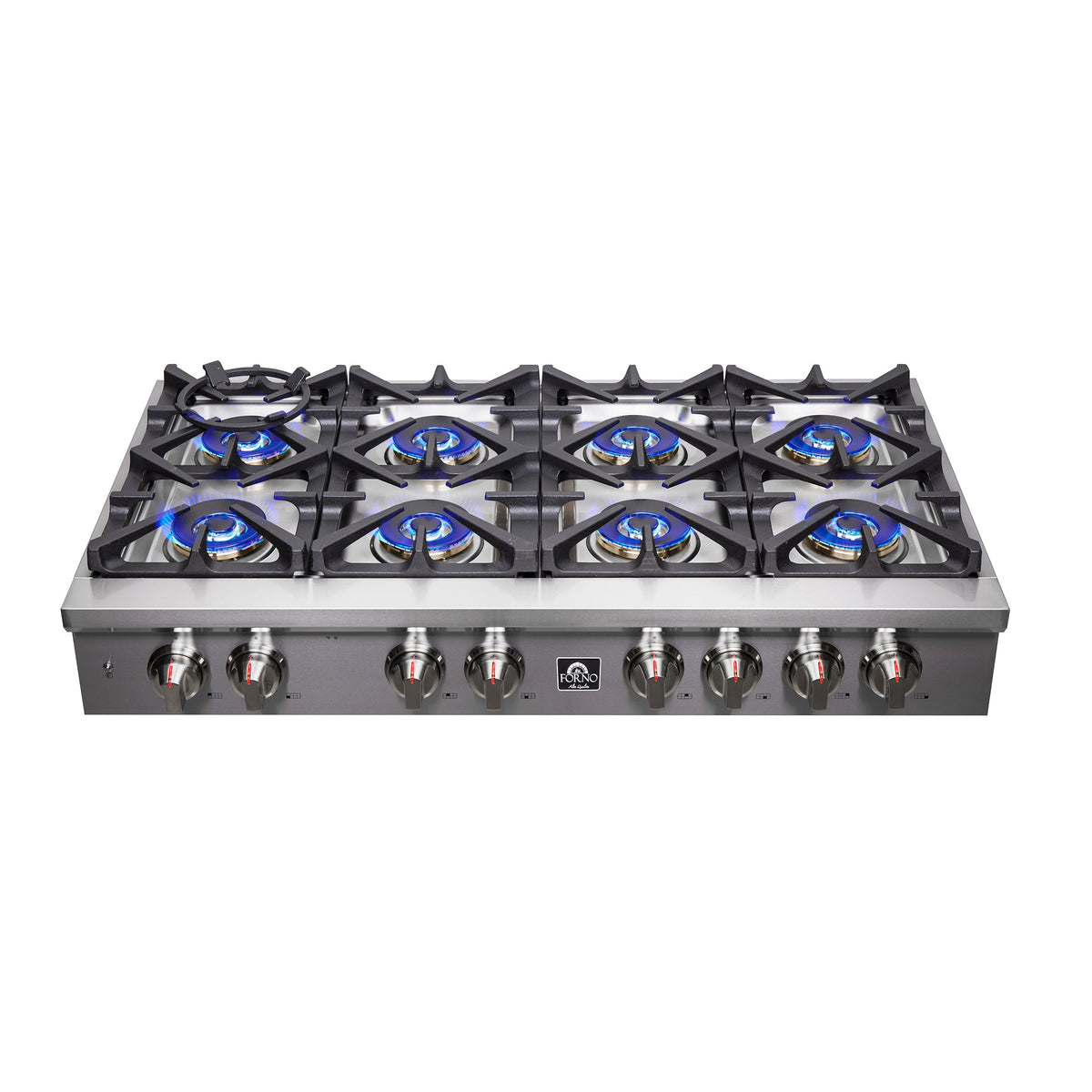 Forno 3-Piece Appliance Package - 48-Inch Spezia Gas Rangetop, French Door Wall Oven & Microwave Oven in Stainless Steel