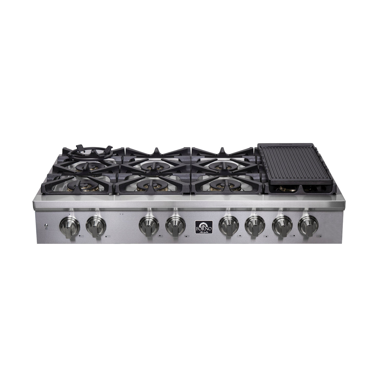 Forno 3-Piece Appliance Package - 48-Inch Spezia Gas Rangetop, French Door Wall Oven & Microwave Oven in Stainless Steel