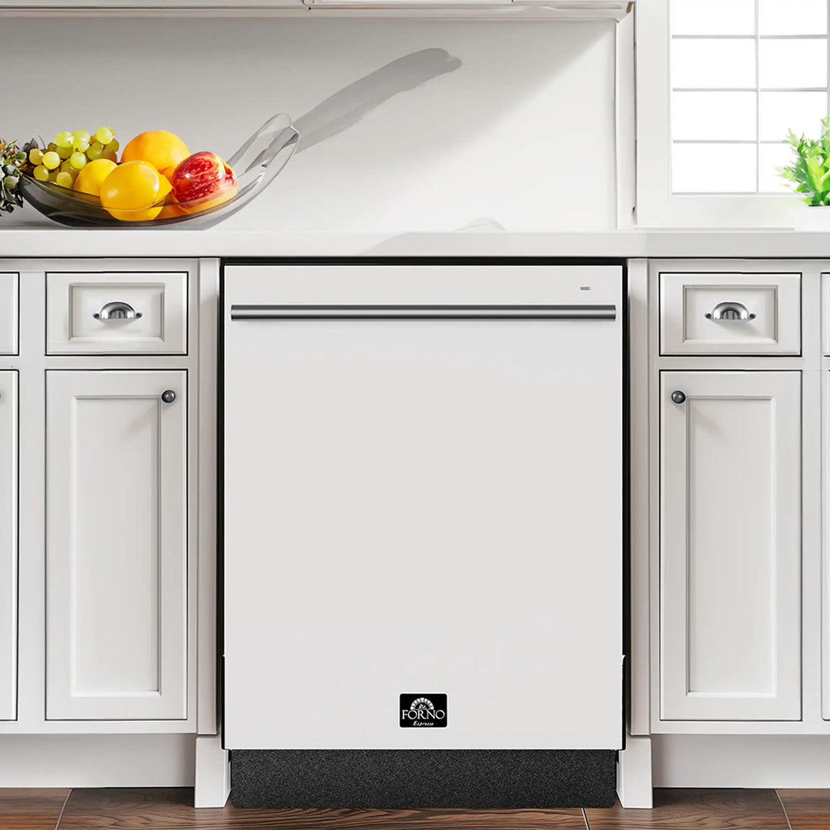 Forno Romano Espresso 24-Inch Built-In Dishwasher in White with Stainless Steel Trim (FDWBI8035-24WHT)
