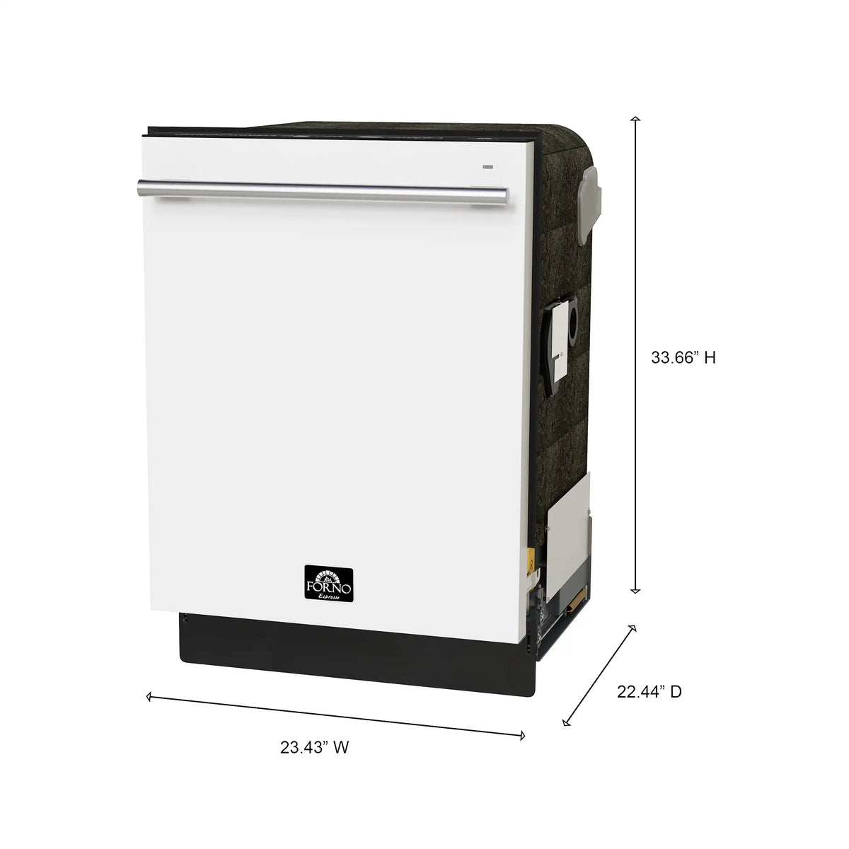 Forno Romano Espresso 24-Inch Built-In Dishwasher in White with Stainless Steel Trim (FDWBI8035-24WHT)