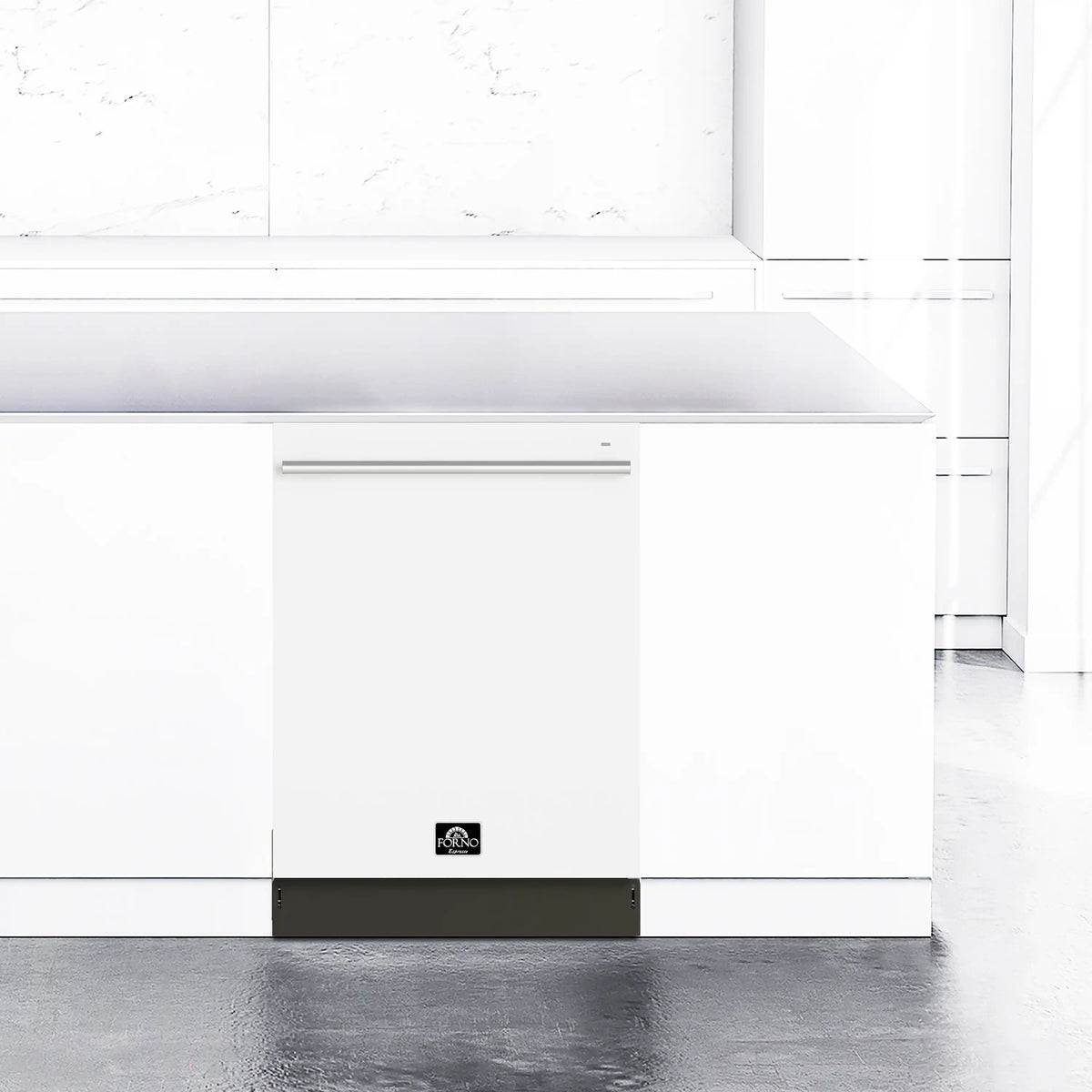 Forno Romano Espresso 24-Inch Built-In Dishwasher in White with Stainless Steel Trim (FDWBI8035-24WHT)