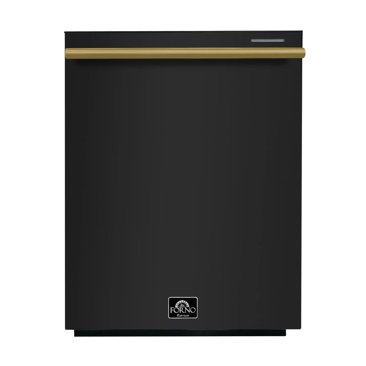 Forno Espresso 3-Piece Appliance Package - 30-Inch Electric Range, Refrigerator and Dishwasher in Black with Antique Brass Trim